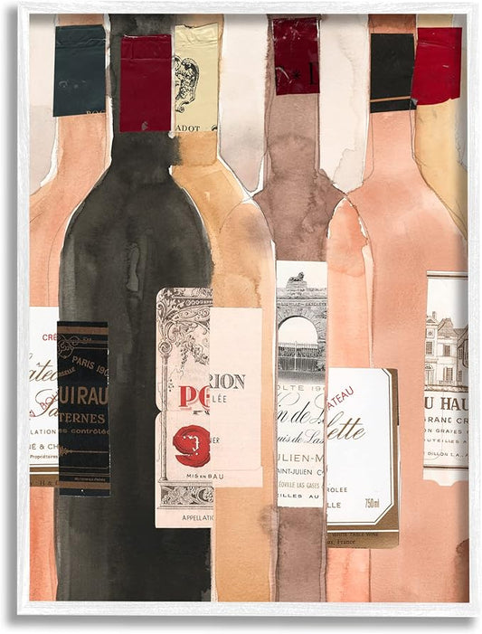 Stupell Industries Timeless Labeled Wine Champagne Bottles Vintage, Design by Samuel Dixon