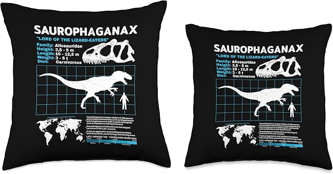 Saurophaganax fact sheet Dinosaur Facts Throw Pillow