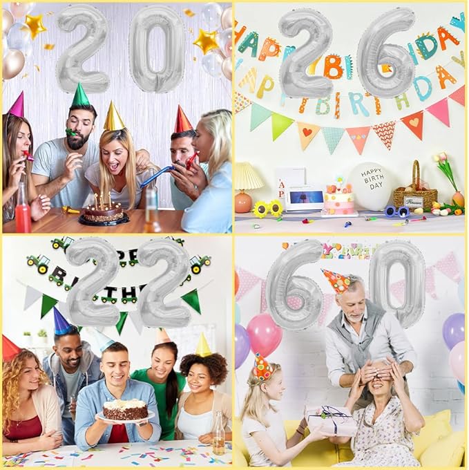 New Years Decorations Balloons 2026 Graduation Balloons 2026 Balloon Number 40 Inch 2026 Number Balloon Silver Graduation Decoration Class Of 2026 Decorations Grad Graduation Party Supplies