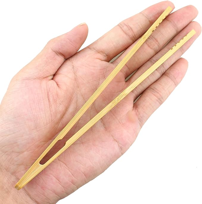 8PCS Bamboo Kitchen Utensil Tongs 7 Inch Reusable Fixture Tea Ceremony Accessories Suitable for Toast Pickles Fruit