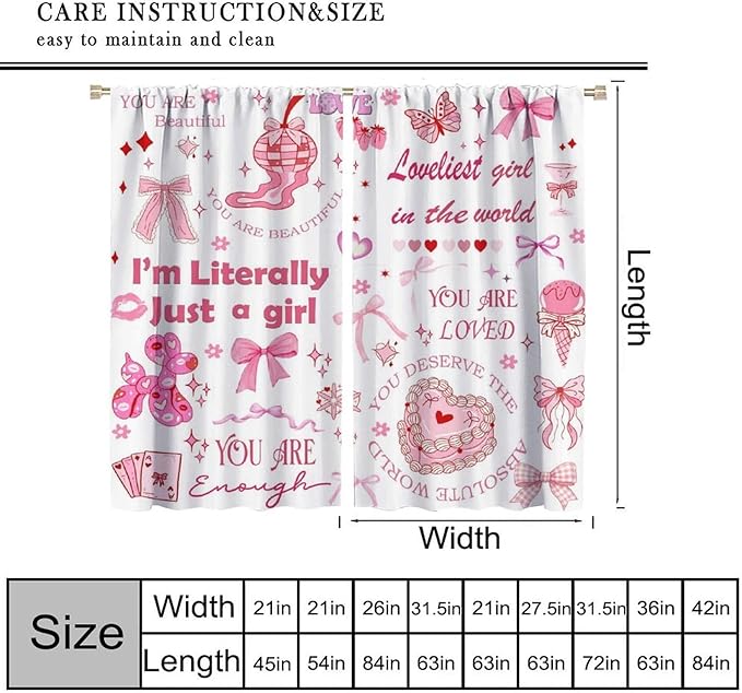Pink Bowknot Blackout Curtain,Girls Kids Cute Bow Modern Abstract Aesthetic Window Curtains Dining Room Living Room Kitchen Cafe Bedroom Office Nursery Drapes,84x84 in