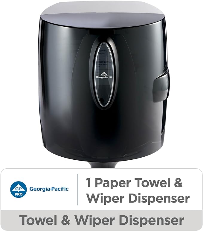 Universal Centerpull Paper Towel and Wiper Dispenser by GP PRO (Georgia-Pacific), Black, 54050, 10.25” W x 10.75” D x 12.625” H, 1 Dispenser