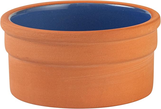 Restaurantware-Terra Tek 5.1 Ounce Terracotta Cazuelas, 2 Blue Glazed Clay Pots For Cooking - Oven-Ready, Microwavable, Terracotta Serving Pots, Dishwashable, For Cooking And Serving