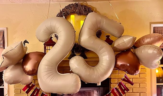 5 Numbers Balloon Birthday Decorations for Women Men, Number Balloons 40 In, Cream Birthday Party Decorations Big Balloons for 15 25 35 Wedding, Celebration Party, Graduations
