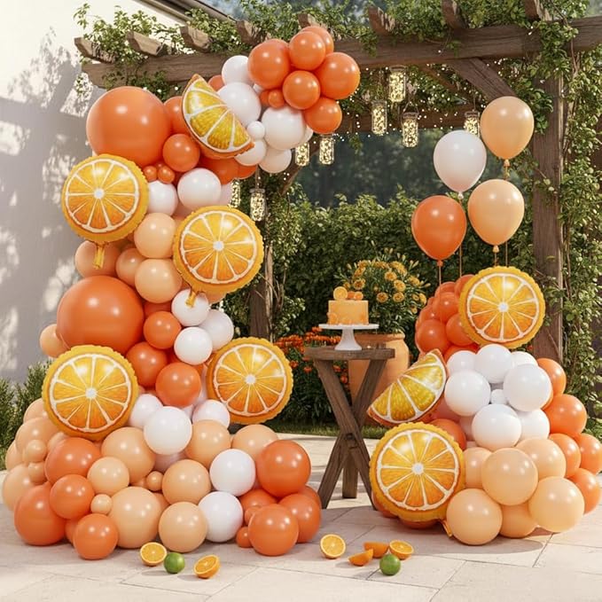 Orange Balloons Garland Arch Kit - 170Pcs Different Size Orange and Pastel Orange Balloons for Little Cutie Baby Shower Tangerine Theme Fruit Birthday Gender Reveal Party Decorations