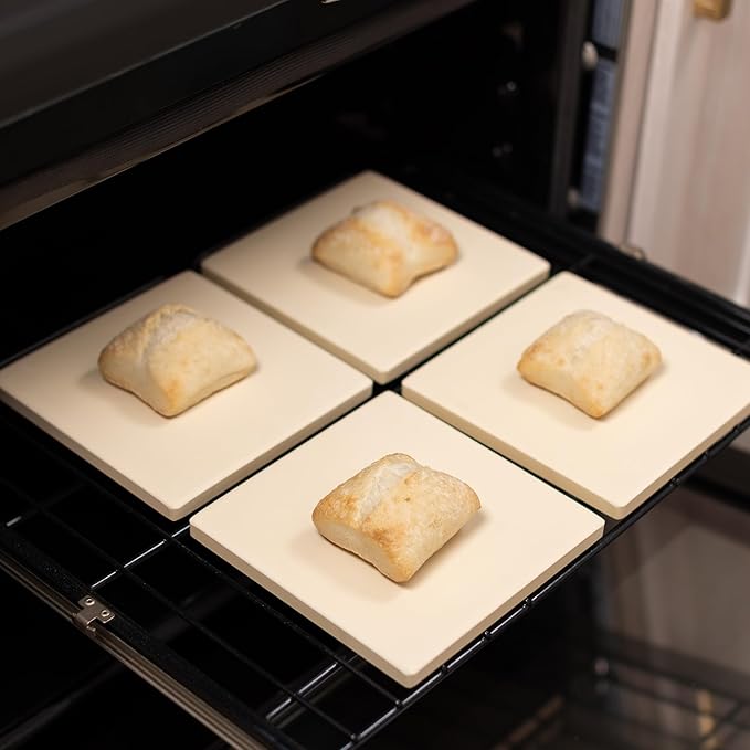 Old Stone Pizza Kitchen 4-Piece Cordierite Rectangle Pizza Stone Set