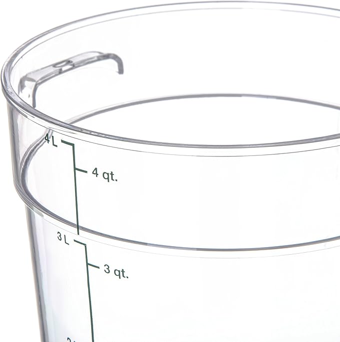 Carlisle FoodService Products Storplus Round Food Storage Container with Stackable Design for Catering, Buffets, Restaurants, Polycarbonate (Pc), 4 Quart, Clear (Pack of 2)