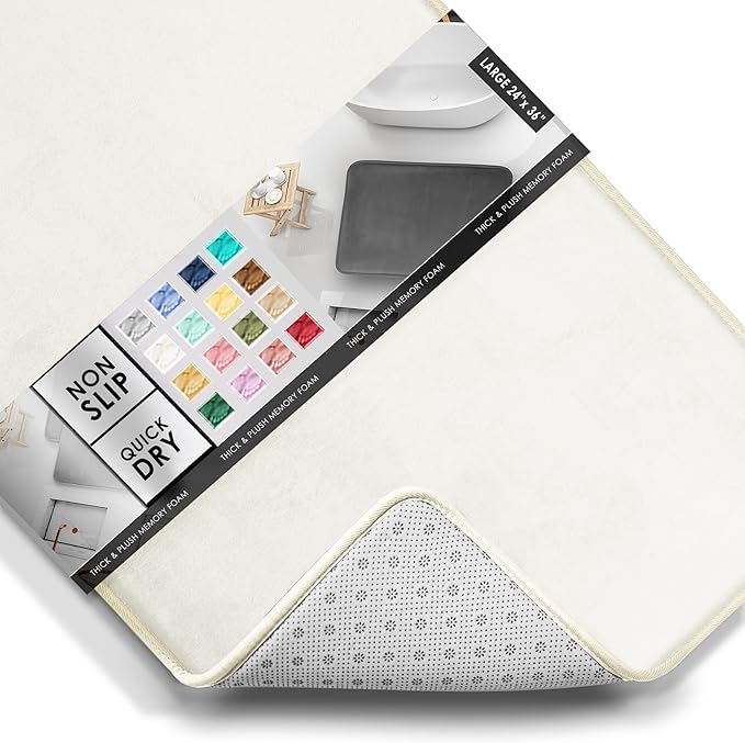 Clara Clark Bathroom Rugs, Velvet Memory Foam Bath Mat, Non-Slip Bath Rugs, Machine Wash, Dries Quickly, Ultra Soft Plush Bath Mats for Bathroom,