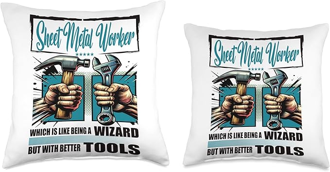 Sheet metal worker Gift & Funny Accessories Sheet Metal Job with Funny Saying Worker Throw Pillow, 18x18, Multicolor