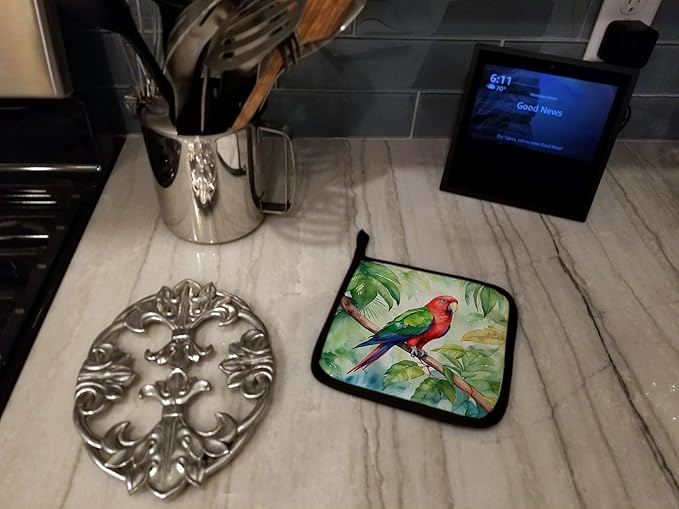 Caroline's Treasures Eclectus Parrot Pair of Pot Holders Kitchen Heat Resistant Pot Holders Sets Oven Hot Pads for Cooking Baking BBQ, 7 1/2 x 7 1/2