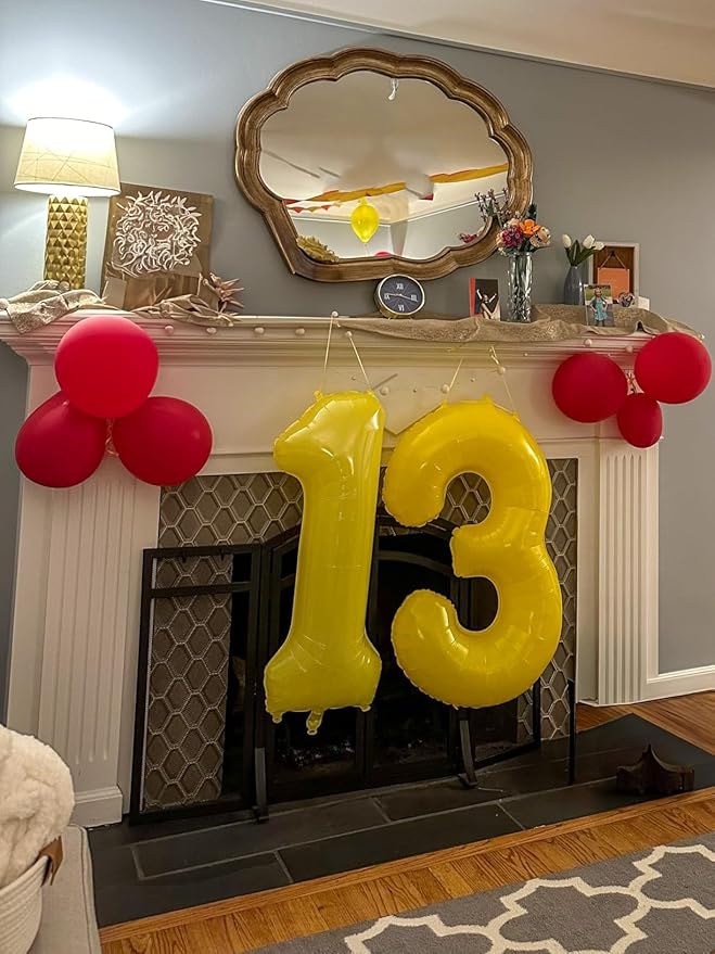 40 Inch Number 7 Balloon, 6 7 Birthday Decorations, Yellow Seven Birthday Decor, 7 17 27 70 Year Old Balloon Number for Engagement, Wedding, Graduations