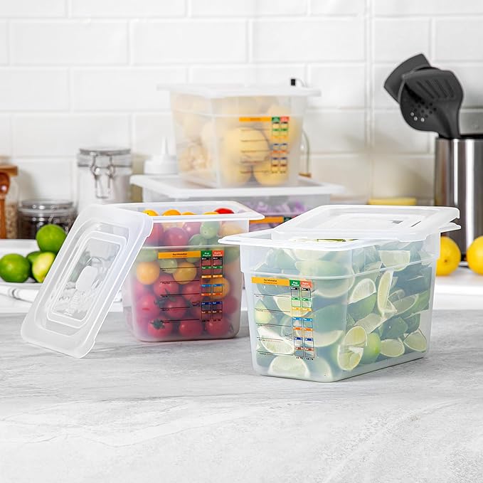 Restaurantware Food Storage Containers 4-Piece with Labels Airtight Seal Food Storage Lids Microwave-Safe Polypropylene Container Translucent