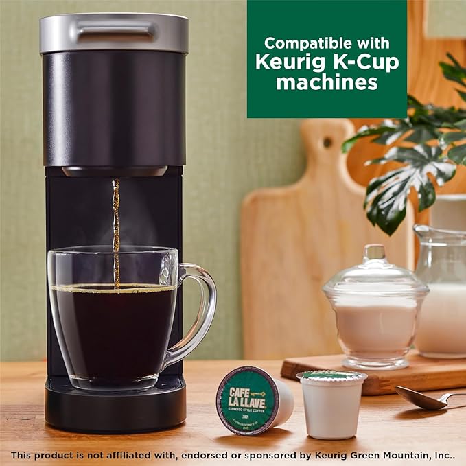 Cafe La Llave 72 Count Dark Roast Coffee Pods, Espresso Style, Compatible with Keurig Brewers, Single Serve Rich Bold Flavor