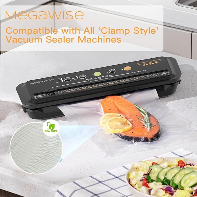 MEGAWISE Vacuum Sealer Bags Variety Pack with Labels & Marker, 150 Pre-Cut Bags (11"×14", 8"×12", 6"×10"), BPA-Free for All Vacuum Sealers