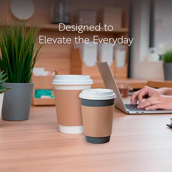 Restaurantware SLEEVES ONLY: Restpresso 5.1 x 2.8 Inch Coffee Cup Sleeves 50 Corrugated Hot Cup Sleeves - Disposable Heat-Tolerant Kraft Paper Disposable Coffee Sleeves Secure Grip
