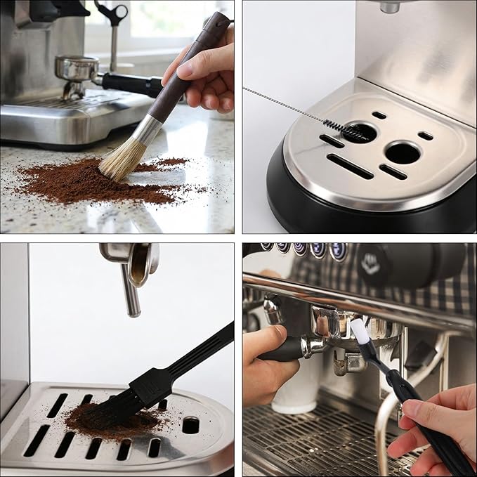 15pcs Coffee Grinder Cleaning Brush Set, Espresso Machine Cleaning Brush Kit with Ergonomic Handle Multifunctional Grinder Cleaner Tools for Barista Home Kitchen Use