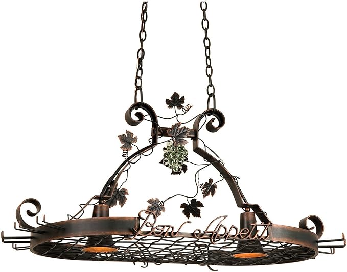 Kalco Lighting Kalco Leaf, Flower, Fruit Two Light Pot Rack from Bon Appetit collection in Copper finish, 21.00 inches