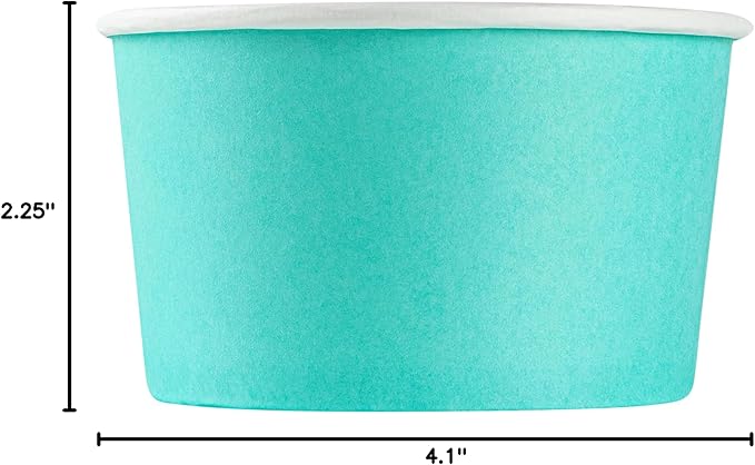 Coppetta 12 Ounce Dessert Cups, 200 Disposable Ice Cream Cups - Lids Sold Separately, Sturdy, Turquoise Paper FroYo Bowls, Durable, For Hot And Cold Foods, Perfect For Gelato - Restaurantware