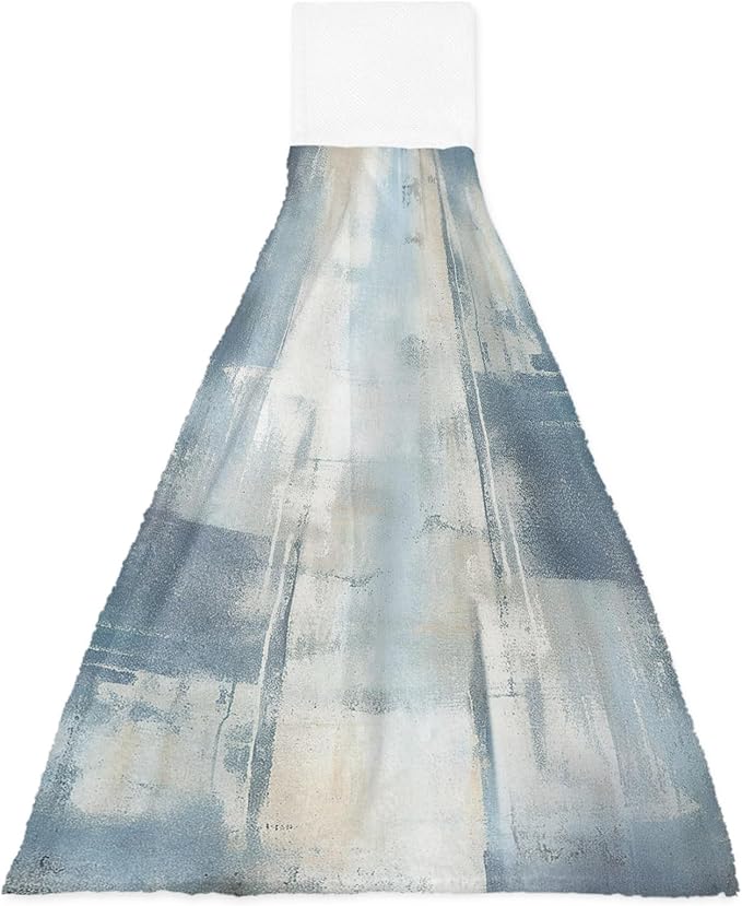 Alandar Home Kitchen Tie Towel Set of 1, Blue Gradient Oil Painting Abstract Style Absorbent Soft Hand Towels for Bathroom Hanging Towels, Minimalist Art Fast Drying Cleaning Cloth with Loop