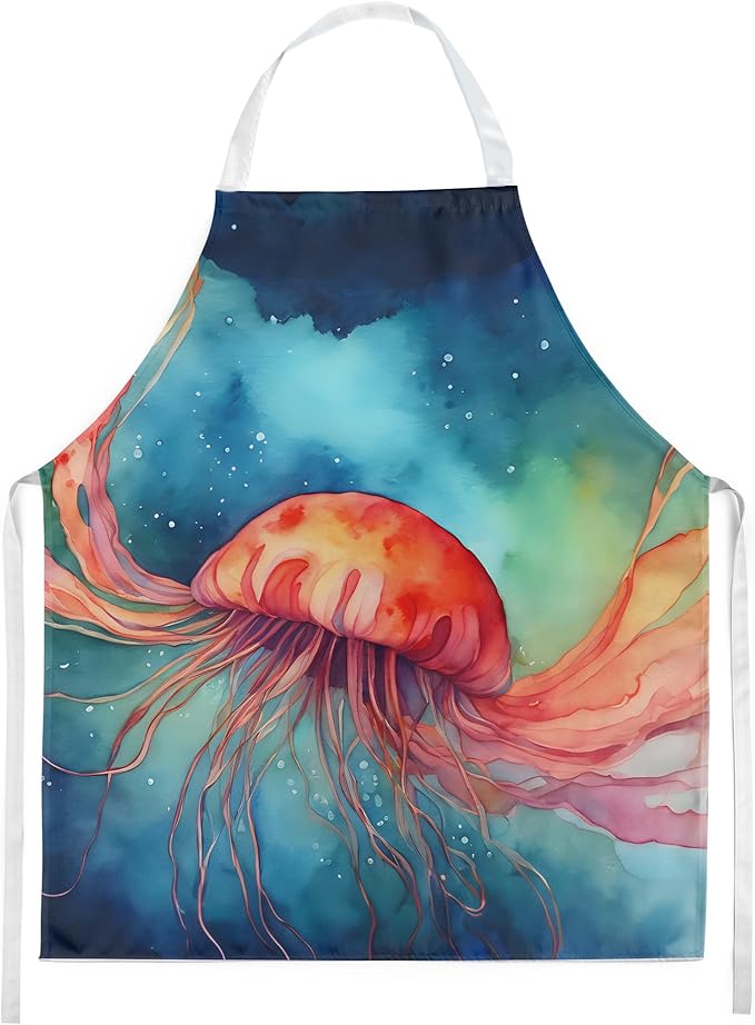 Caroline's Treasures Jellyfish Apron Cooking Kitchen Server Baking Crafts Gardening for Adult Women Men, Unisex, Large, Multicolor