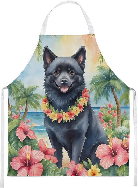 Caroline's Treasures Schipperke Luau Apron Cooking Kitchen Server Baking Crafts Gardening for Adult Women Men, Unisex, Large, Multicolor