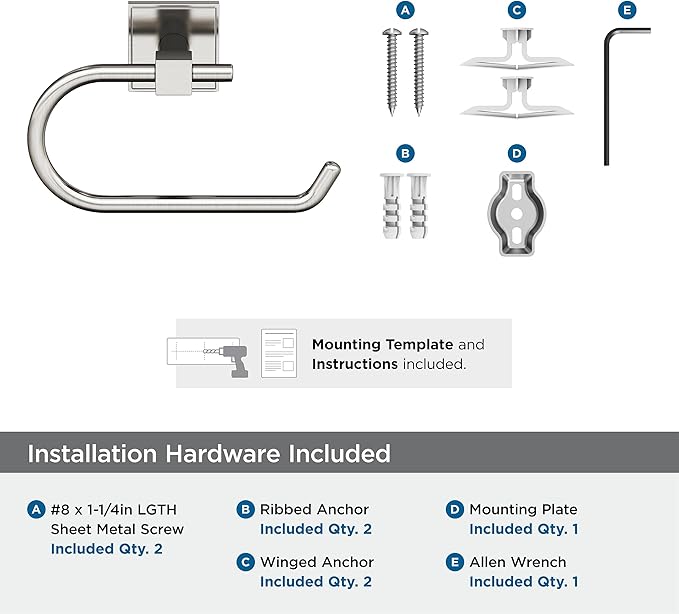 Amerock BH36071G10 | Brushed Nickel Single Post Toilet Paper Holder | 6-5/16 in. Length Toilet Tissue Holder | Appoint | Bath Tissue Holder | Bathroom Hardware | Bath Accessories
