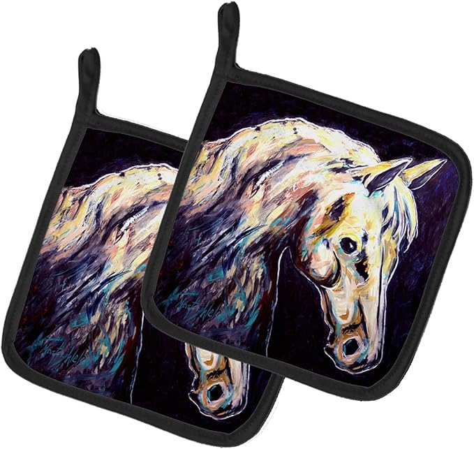 Caroline's Treasures MW1333PTHD Knight Horse Pair of Pot Holders Kitchen Heat Resistant Pot Holders Sets Oven Hot Pads for Cooking Baking BBQ, 7 1/2 x 7 1/2