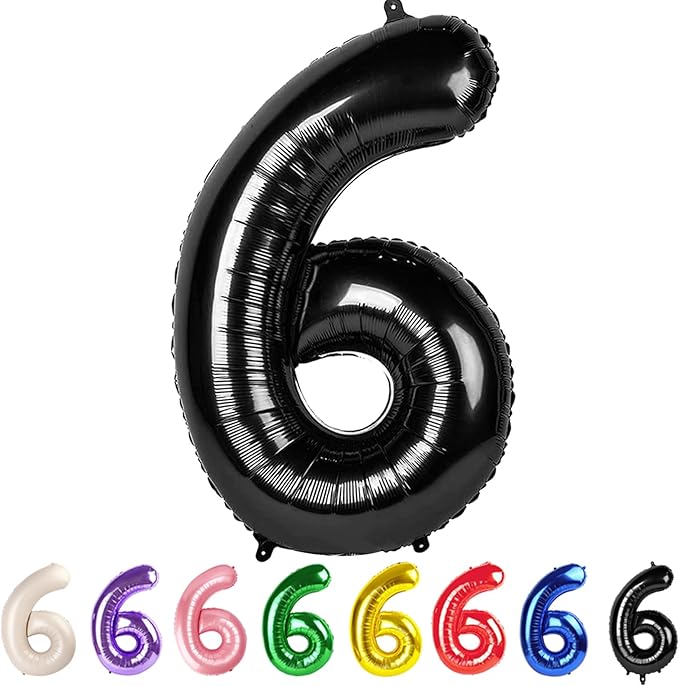 Number 6 Balloons Black Party Decorations for Girl Boys, 40 In Big 6th Balloons for Engagement, Wedding, Celebration Party, Graduations, Photo Shoot