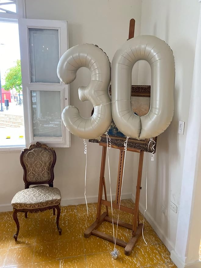 Numbers Balloon 3, 40 Inch Large Cream White Balloon for Three Year Old Birthday Decor, 3 13 30 31 Birthday Party Decorations for Wedding Supplies