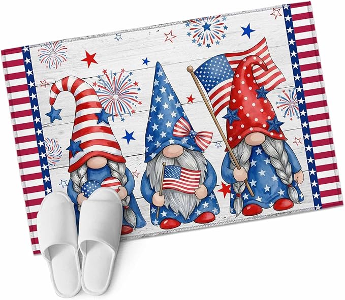 Area Rug 2x3ft, Independence Day USA Flag Star Dwarf Washable Rugs for Living Room Bedroom, Stripes on Wood Grain Soft Non-Slip Area Rugs Rectangle Floor Carpet for Dining Room