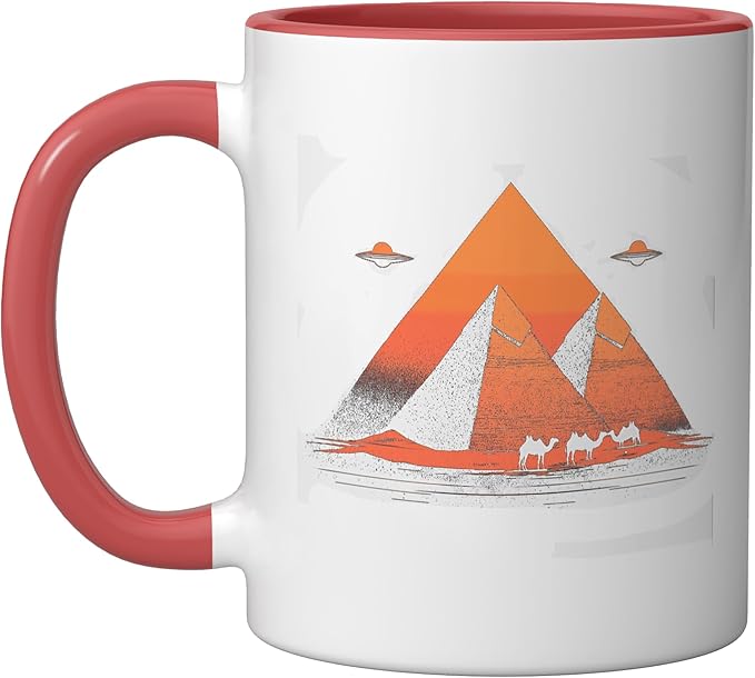 Alien Saucer Cryptid Extraterrestrial Beings Ceramic Mug, Red/White