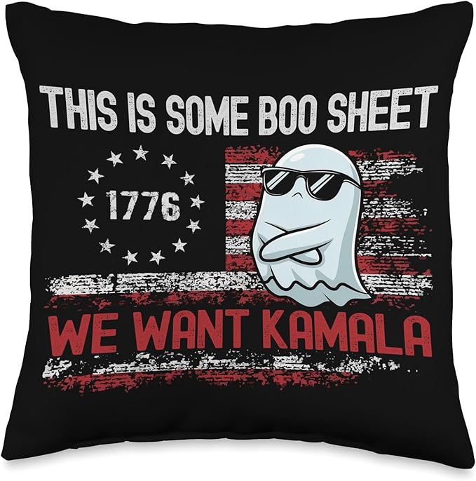 This Is Boo Sheet We Want Kamala Halloween Ghost Throw Pillow