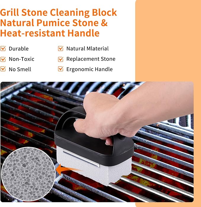 5 PCS Grill Cleaning Kit Tool for Blackstone Accessories,Grill Stone Cleaning Bricks Brush,Griddle Scraper,Pumice Flat Top Griddle Cleaning Stone for Removing Stains