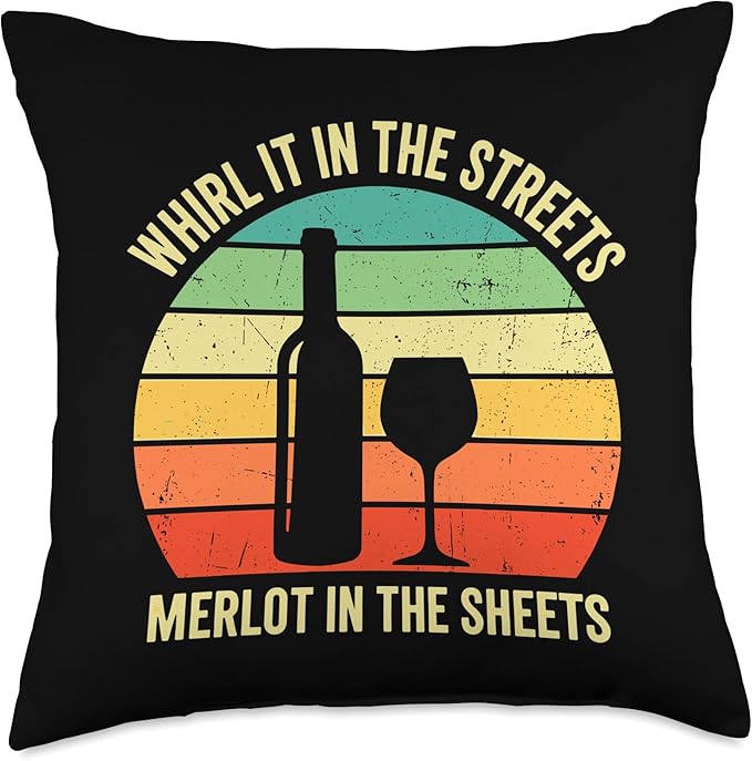 Whirl It Streets Merlot in The Sheets Sunset Bottle Glass Throw Pillow