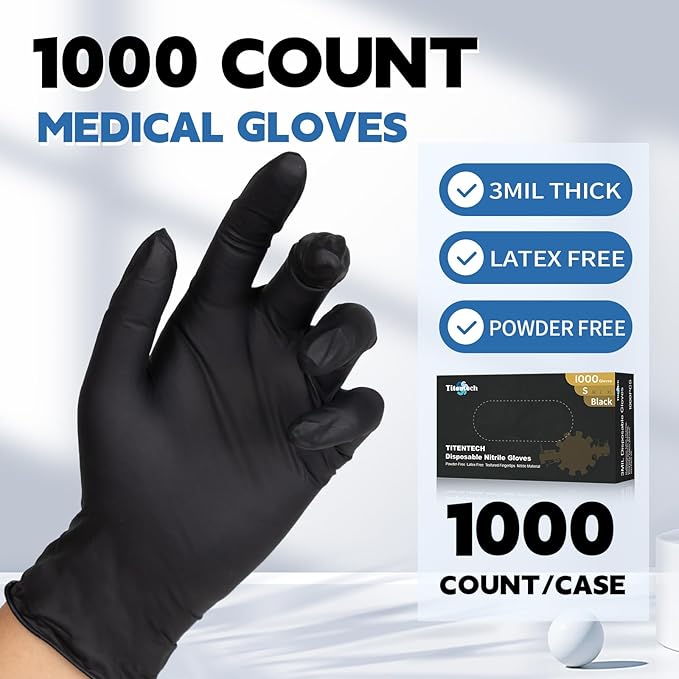 Disposable Nitrile Exam Gloves Black Cooking Gloves Disposable Food Safe 3mil 100PCS/BOX