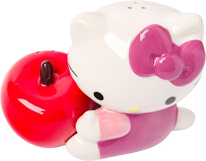 Silver Buffalo Sanrio Hello Kitty 3D Ceramic Salt and Pepper Shaker Set, 5.25” L x 2.6” W x 4” H