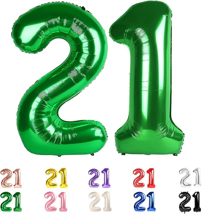 21 Number Balloons, 12 Balloons, 12th Dark Green Party Decorations 40 In Big 21st for Girl Boys Engagement, Wedding, Celebration Party, Graduations, Photo Shoot