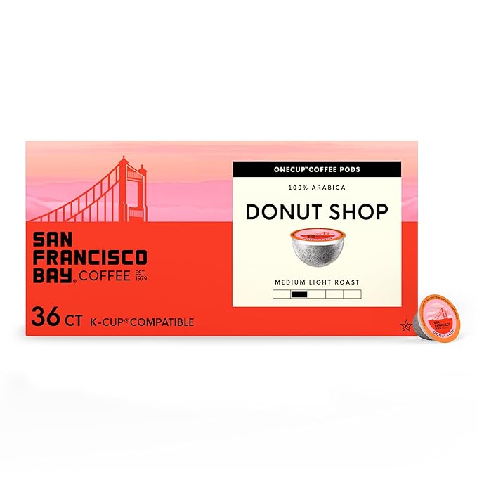 San Francisco Bay K-Cup Coffee Pods, Donut Shop (36 ct), Medium-Light Roast, Commercially Compostable Single-Serve Coffee Pods