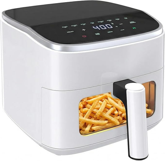 Sweetcrispy Air Fryer 4 Quart with Window, 1500W Digital Airfryer with 8 Presets, 60-Min Timer, Max 400°F, Auto Shut Off & Nonstick Dishwasher Safe Basket, Shake Reminder for Small Kitchen
