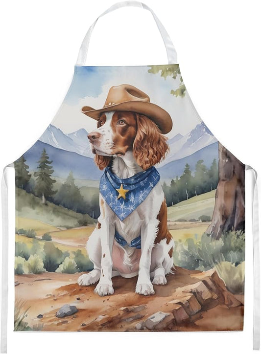 Caroline's Treasures Welsh Springer Spaniel Cowboy Welcome Apron Cooking Kitchen Server Baking Crafts Gardening for Adult Women Men, Unisex, Large, Multicolor