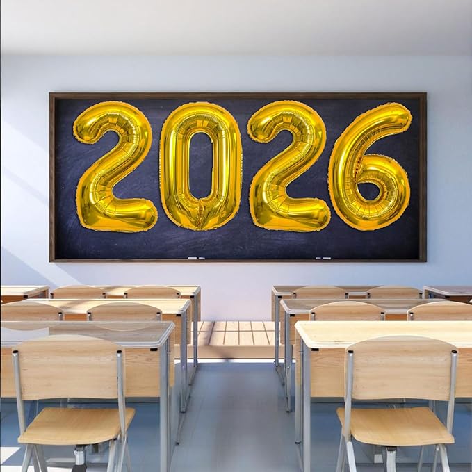 Gold 2026 Balloons - 40 inch Number Balloon - Graduation Balloons for Class of 2026 Decorations - Congrats Grad Balloons for Graduation Decorations 2026 - Grad Party Decor Supplies