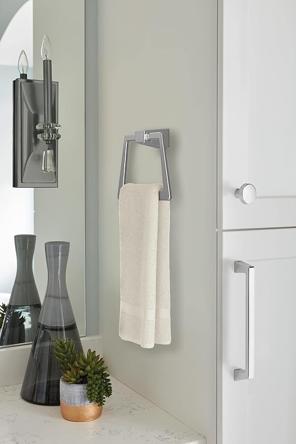 Amerock BH3600226 | Chrome Towel Bar | 6-13/16 in (173 mm) Length Towel Holder | Blackrock | Hand Towel Holder for Bathroom Wall | Small Kitchen Towel Holder | Bath Accessories