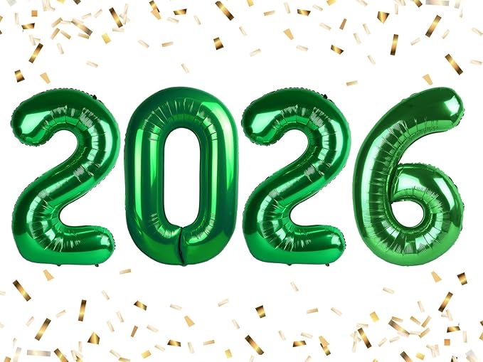 2026 Balloon Numbers 40 Inch, 2026 Balloons for Happy New Years Eve Party Decoration, Dark Green Number Balloons for 26 20 Birthday Party Wedding Anniversaries