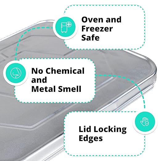 IDL Aluminum Foil Lids for Half-Size Steam Table Pans - 13" x 11" (Pack of 5) - Disposable Covers for Grill Pans - Oven & Freezer Safe - Durable Top