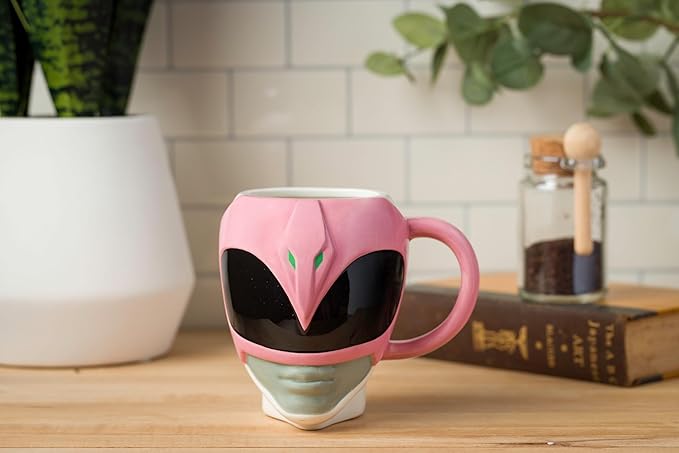 Silver Buffalo Power Rangers Pink Ranger Kimberly Hart 3D Sculpted Ceramic Mug, 20 Ounces