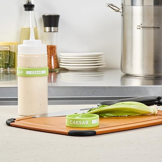 Restaurantware Silicone Squeeze Bottle Bands 1 Count 2.75 Inch Dishwasher Safe Condiment Identification Band, Caesar Green Non-Slip Label Band for Condiment Labeling at Restaurants, Food Trucks