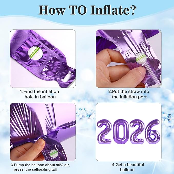 Number 2026 Balloons, 2026 Decorations New Years, Purple 40 Inch Balloon for New Years Eve Decorations & Graduation Decoration Party Supplies, 2 6 20 26 Birthday Parties