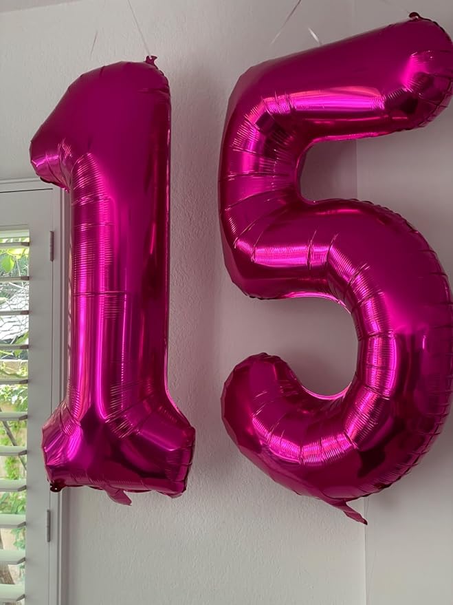 1 Balloons Number for First Birthday, Balloon Numbers 40 Inch, One Hot Pink for Baby Shower, Big Baloon for 1 11 12 13 16 18 21 Birthday Wedding Anniversaries Party