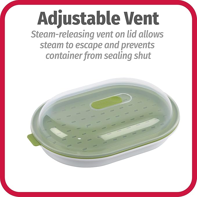 GoodCook Everyday Microwave Steamer – Vegetable & Fish Cooker,Microwave Cookware Preserves Vitamins & Nutrients,Quick Dinner-& Meals,Adjustable Steam Release Vent,(Pack of 12)