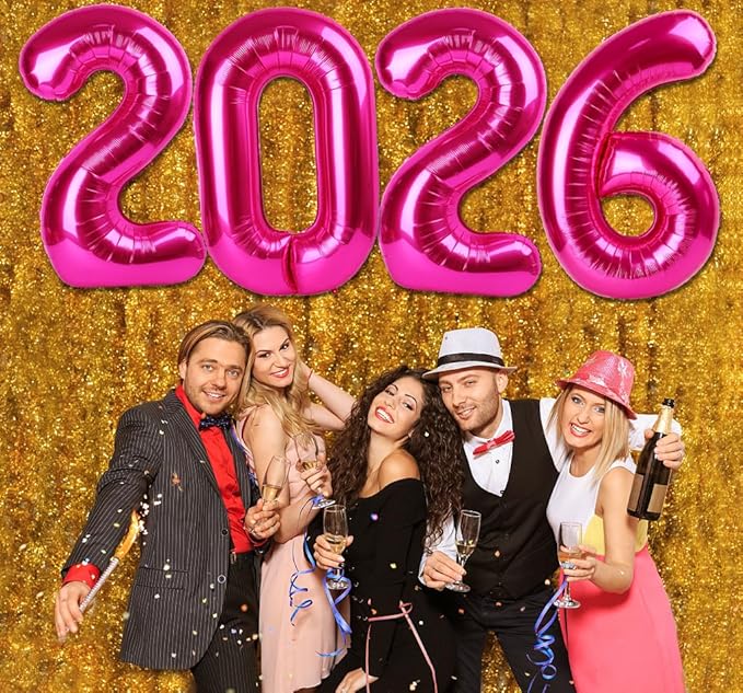 Hot Pink 2026 Number Balloon, Number Balloons 40 Inch, 2026 Balloon Number Birthday Decorations, 2026 Birthday Party Supplies, 2026 Graduation Party Favors, Class of 2026 Decorations